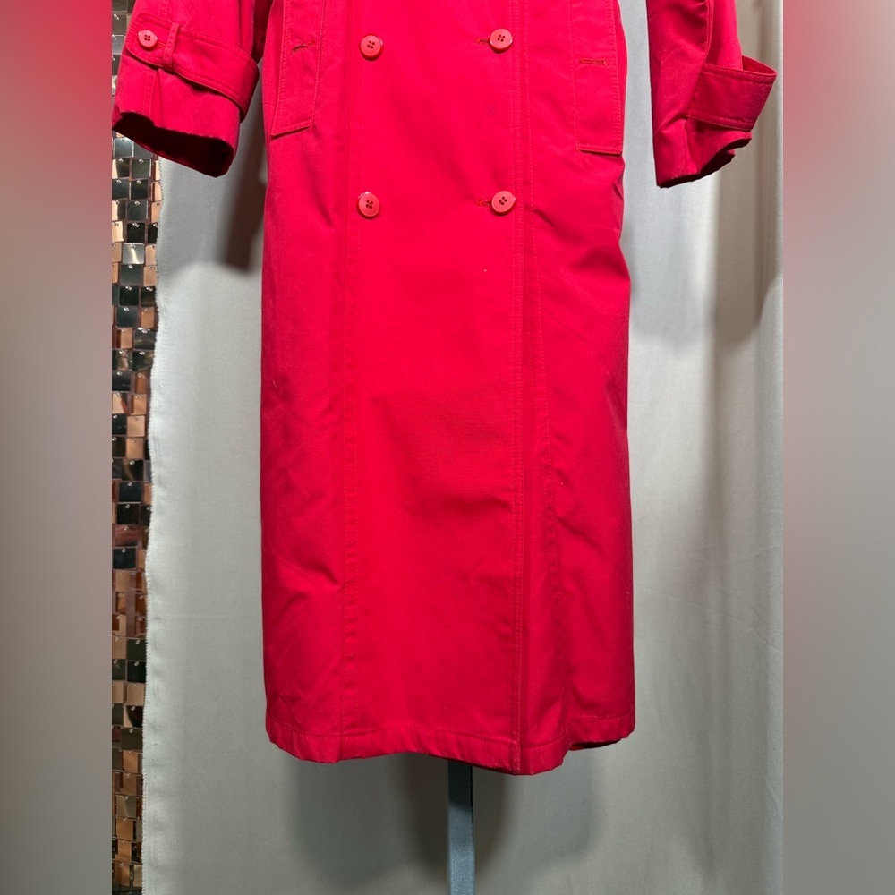 Vintage Red Double-Breasted Trench Coat - Picture 6 of 10